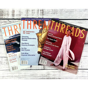 Vintage Lot of 3 Threads Sewing Magazines #92 #91 #71 Ladies Fashion